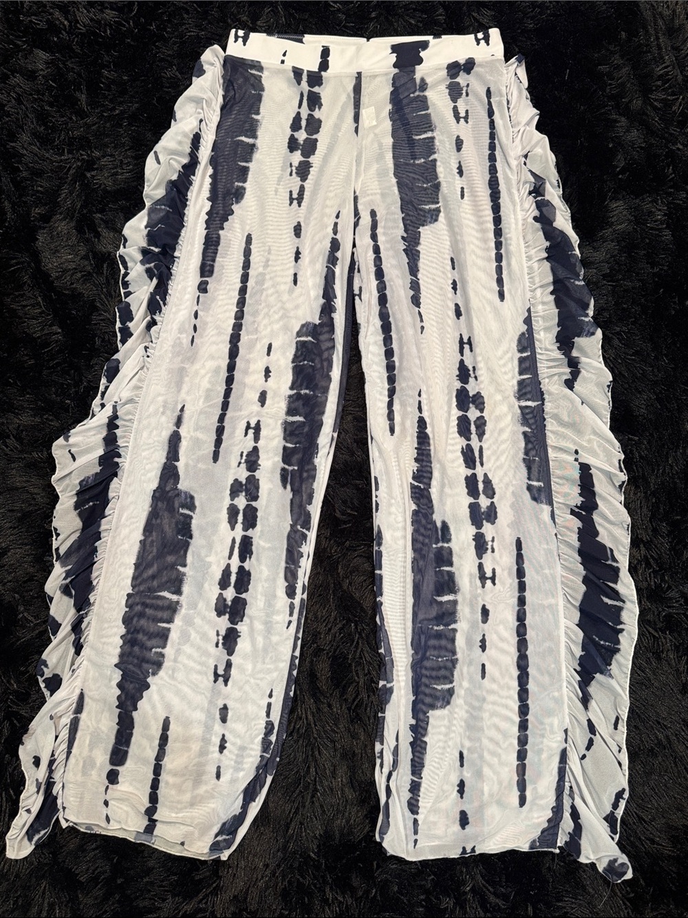 Striped Black & White Tie-Dye Beach Coverup Pants